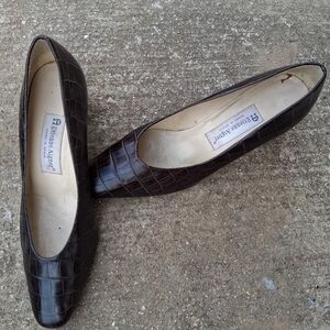 Etienne Aigner Brown Crocodile Pattern Flats